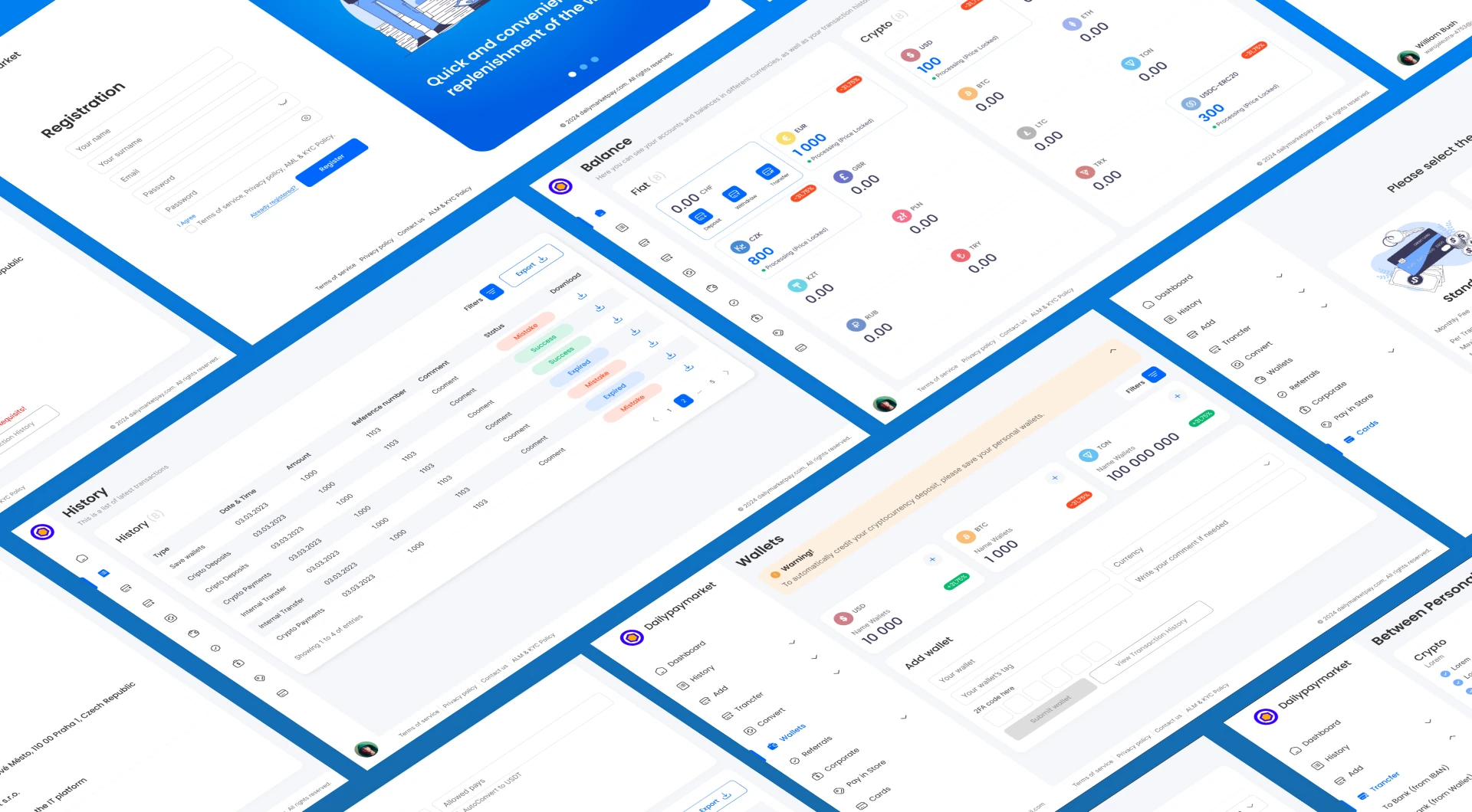 Экраны редизайна Dailymarketpay